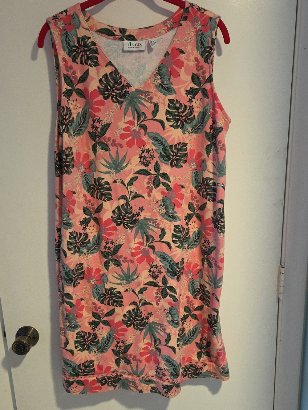 D&CO QVC Tropical Print French Terry Dress